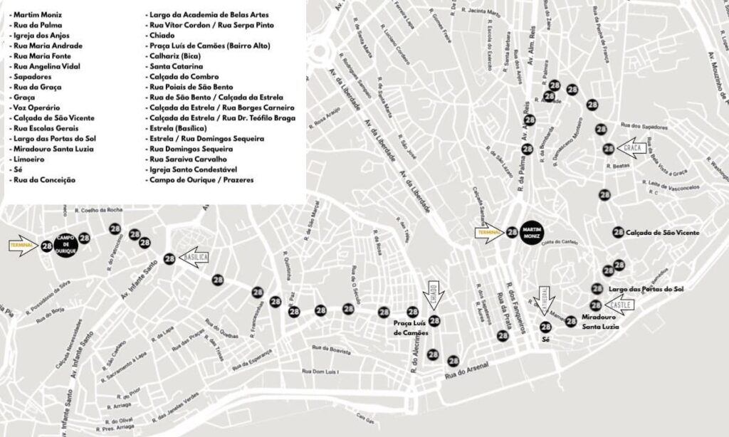 carte tramway 28 lisbonne